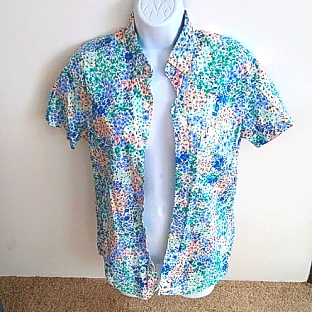 J Crew short sleeve floral oxford sz small